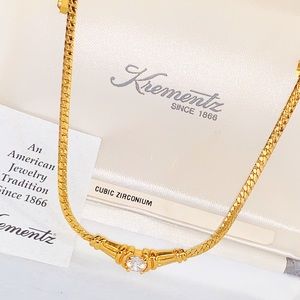 Krementz Gold Necklace Cubic Zirconium Pendant